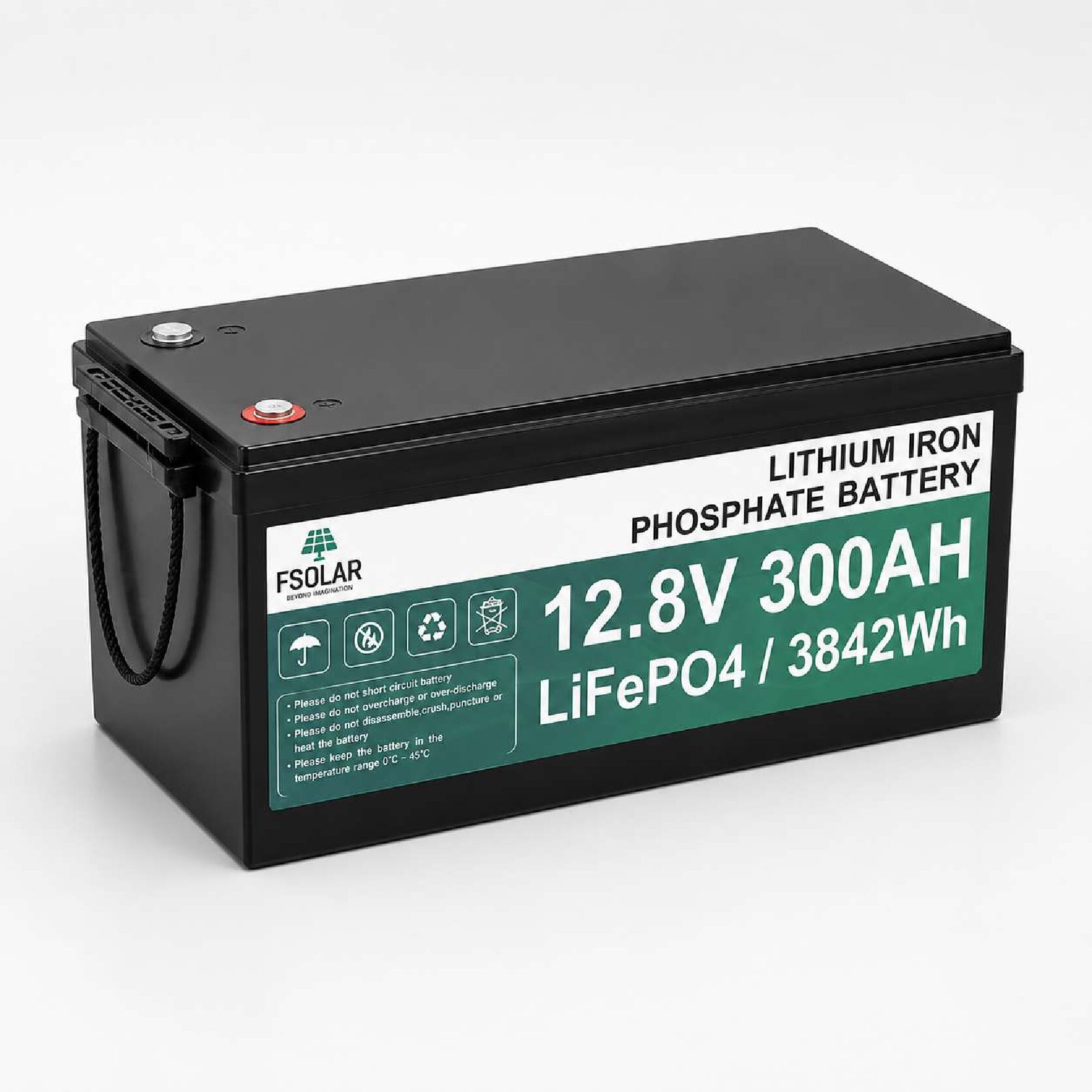 FSOLAR 12v300AH FSolar 12.8V 300Ah LiFePO4 Lithium Battery – 3.84kWh with Bluetooth App | FSESS-12.8V-300AH - Image 1