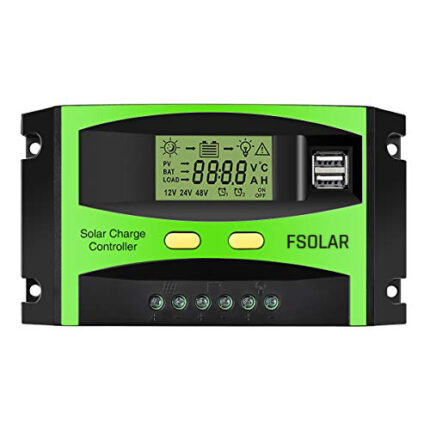 Fsolar 60A PWM Solar Charge Controller 12V/24V AUTO LCD Display
